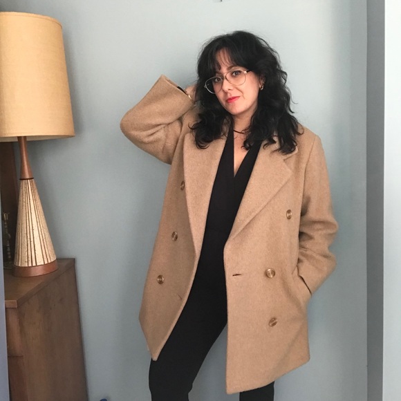 Vintage 100% wool Jones NY Camel Hair Pea Coat - Picture 6 of 12